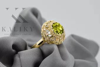 Пръстен Жълт перидот 14K жълто злато Винтидж стил vrc059y